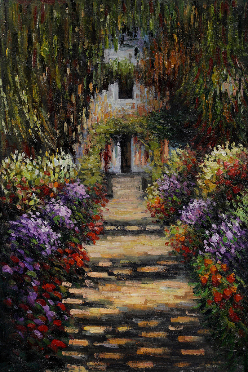 Garden Path At Giverny-Claude Monet Painting